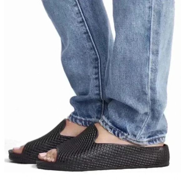 Jeffrey Campbell Fling 2 Black Slide Wedges Sandals Shoes Sz 7 - Picture 1 of 10